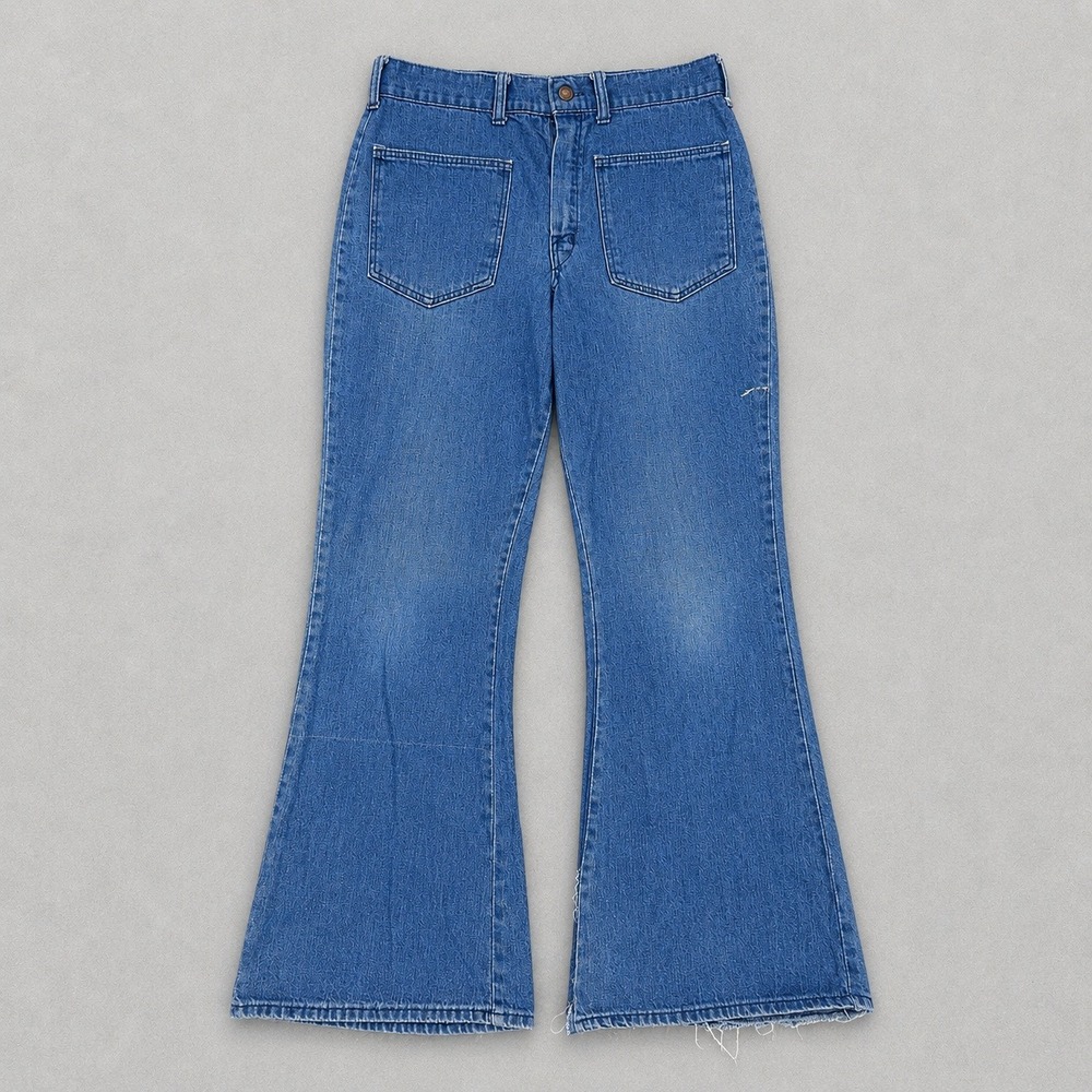 Vintage Big Yank Bell Bottom Jeans 70s High Waist Flare Denim Medium Wash 30x28